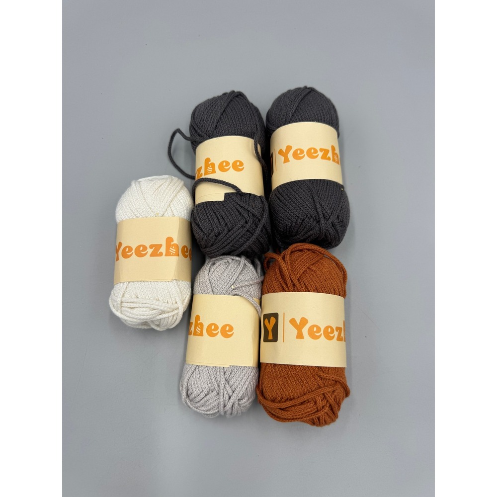 Yeezbee Yarn Bundle 5 Skeins Grey White Rust Orange Knitting Crochet Crafting